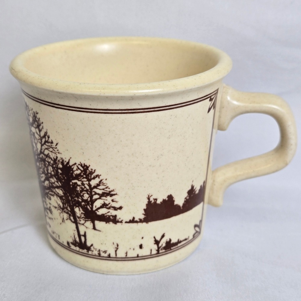 Taylor International Smith Mug Landscape Silhouette Design Cream Brown Vintage